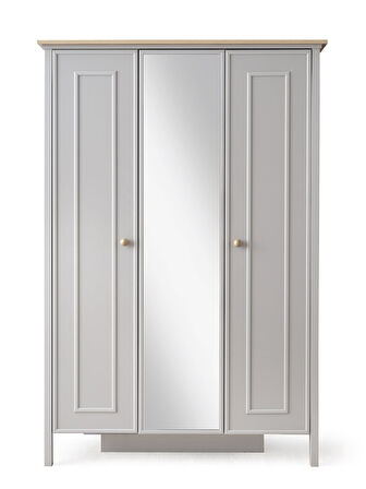Yakamoz Sis Gri 3 Kapaklı Elbise Dolabı Gardırop 133x56x201cm