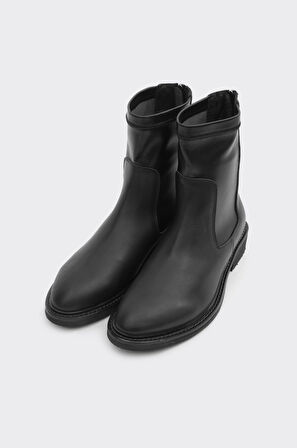 Hakiki Deri Arkadan Fermuarlı Kadın Bot 