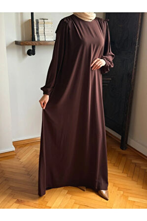 Omzu Tünel Detaylı Elbise Medine İpeği 5063 NAVRA | FENDEL