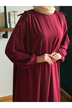 Omzu Tünel Detaylı Elbise Medine İpeği 5063 NAVRA | FENDEL