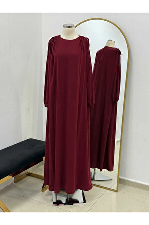 Omzu Tünel Detaylı Elbise Medine İpeği 5063 NAVRA | FENDEL