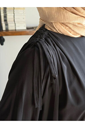 Omzu Tünel Detaylı Elbise Medine İpeği 5063 NAVRA | FENDEL