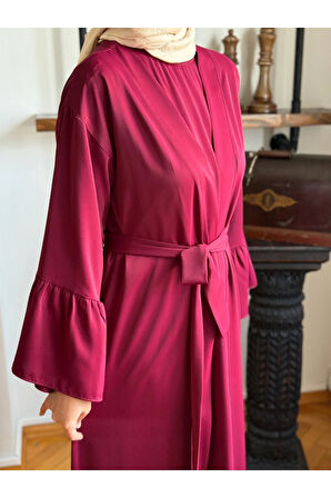 Fırfırlı Ikili Takım Abaya 5038 bordo | FENDEL