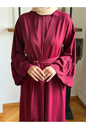 Fırfırlı Ikili Takım Abaya 5038 bordo | FENDEL