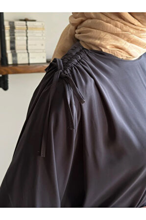 Omzu Tünel Detaylı Elbise Medine İpeği 5063 NAVRA | FENDEL