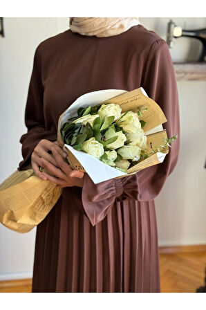 Piliseli Etek + Bluz Takım 5076 acı kahve | FENDEL