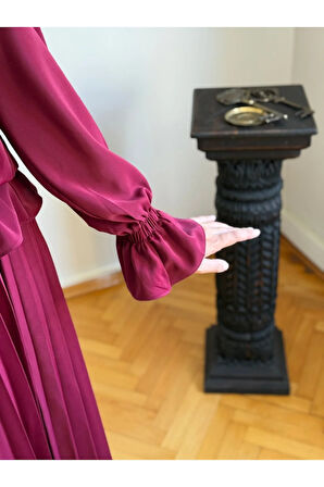 Piliseli Etek + Bluz Takım 5076 bordo | FENDEL