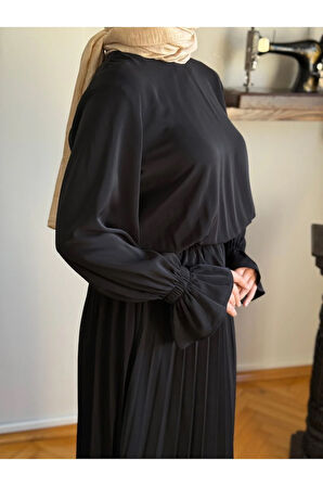 Piliseli Etek + Bluz Takım 5076 siyah | FENDEL