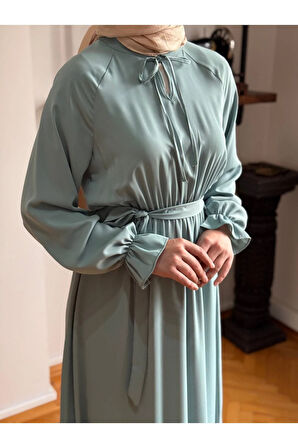 Reglan Kol Bel Lastikli Elbise 5077 mint | FENDEL