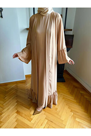 Fırfırlı Ikili Takım Abaya 5038 camel | FENDEL