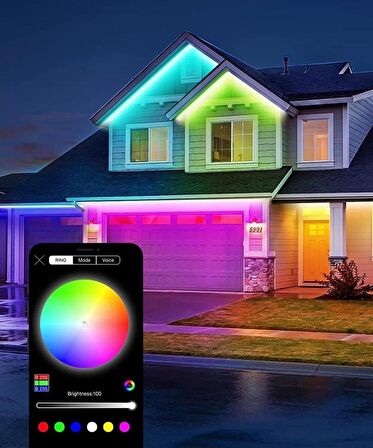 10 Metre RGB Şerit Led - Kumanda ve Mobil Aplikasyon Kontrol- Su Geçirmez / Sese Duyarlı