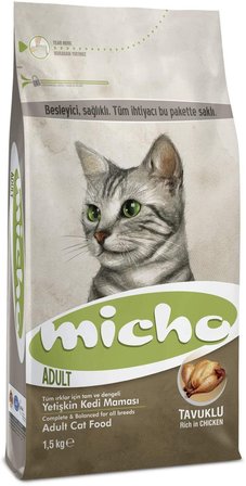 Micho Adult Cat Tavuklu (Hamsi ve Pirinç eşliğinde) Yetişkin Kedi Maması 1 .5 Kg