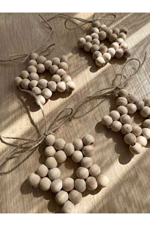 Ahşap Dekorasyon Bohem Süs Yıldız 4 Lü set Mutfak Bebek odası Balkon Salon Kapı Süsü