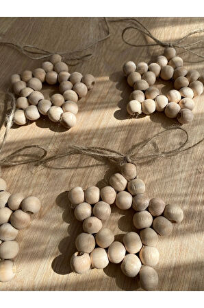 Ahşap Dekorasyon Bohem Süs Yıldız 4 Lü set Mutfak Bebek odası Balkon Salon Kapı Süsü