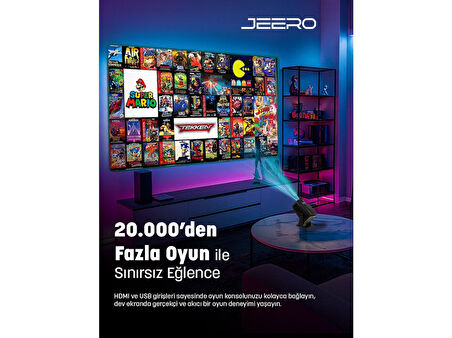 JEERO Oyunlu Projeksiyon Cihazı Android 2 Kollu -20.000 Oyun -Türkçe Menü