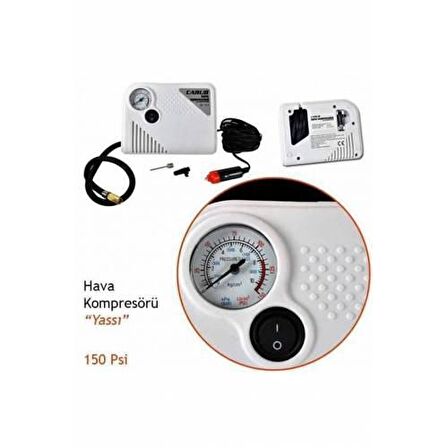 Yassı 150 Psi Oto Araç Mini Kompresör Hava Kompresörü 12 V