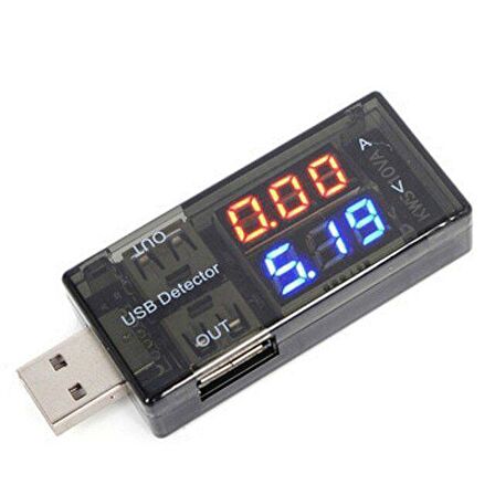 USB Voltmetre, USB Ampermetre, USB Akım Ölçer - Çift USB Çıkışlı