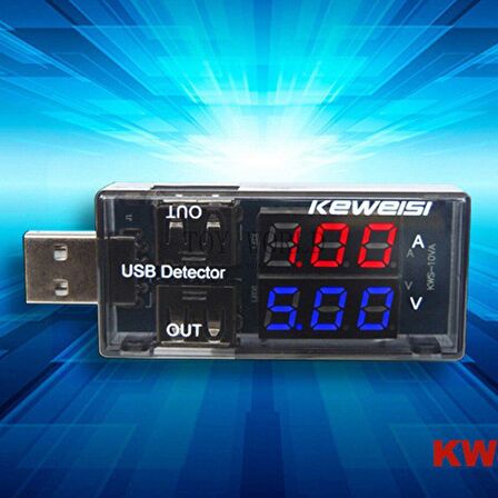 USB Voltmetre, USB Ampermetre, USB Akım Ölçer - Çift USB Çıkışlı