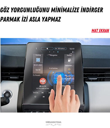 Renault Clio 2025 Techno Esprit Alpine Navigasyon ve Multimedya Uyumlu Mat Ekran Koruyucu