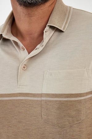 Erkek Basic Polo Yaka Cepli Düz Uzun Lacivert Tişört