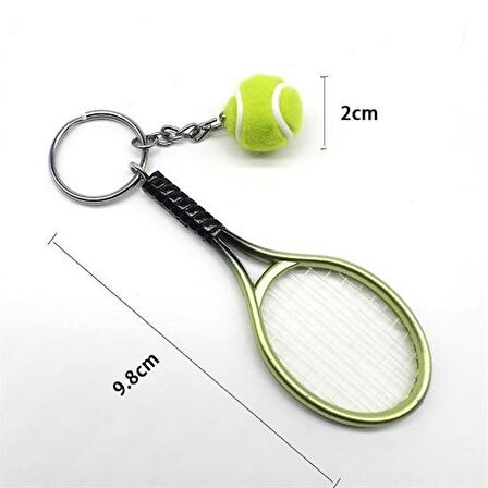 By Nevser® Gerçekçi Tenis Raketi Tasarımlı Şık Anahtarlık Kolye Çanta Süsü Tennis Keychain