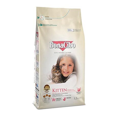 BonaCibo Kitten Tavuklu (Hamsi ve Pirinç eşliğinde) Yavru Kedi Maması 3 kg