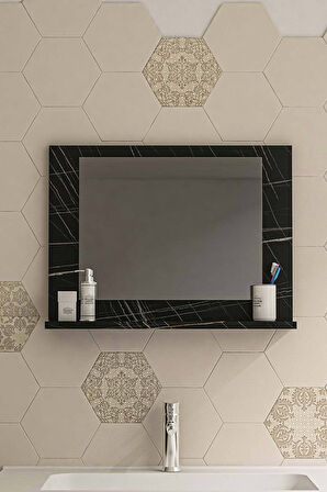 60x45 cm Kristal Raflı Ayna Dresuar Hol Koridor Salon Banyo Wc Ofis Çocuk Yatak Odası