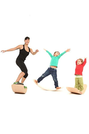 Montessori Yoga Egzersiz Denge Tahtası Balance Board Doğal Ahşap Oyuncak Keçesiz Spor Model