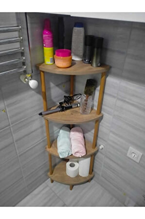 Mutfak Banyo Dolabı Rafı Çok Amaçlı Organizer Raflar Köşelik Ahşap Raflı 4 Katlı Beyaz 110x39