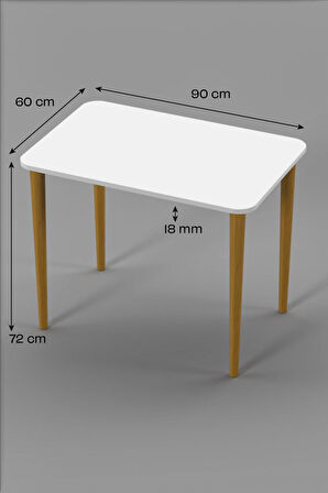 60x90 Cm Çalışma Bilgisayar Ofis Ders Yemek Masası Istanbul Desenli Metal Aparat 75 Cm Ahşap Ayaklı