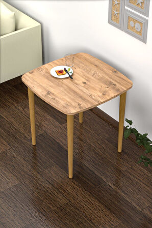 60x60 Cm Çalışma Bilgisayar Ofis Ders Yemek Masası Istanbul Desenli Metal Aparat 72 Cm Ahşap Ayaklı
