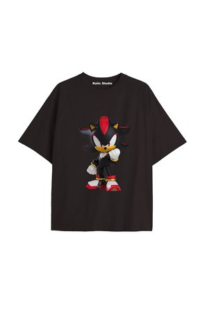 UNİSEX Bay Sonic Desenli Siyah Yazlık T-shirt