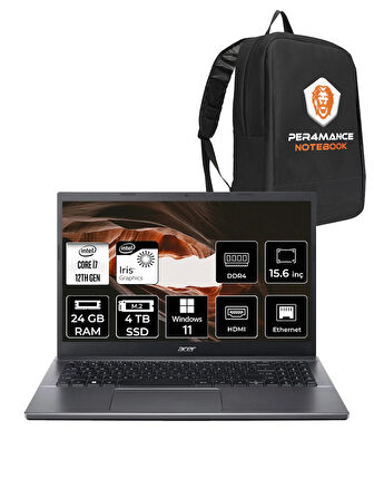 Acer Extensa 15 EX215-55 i7-1255U 24GB RAM 4TB SSD 15.6'' FHD W11H Dizüstü Bilgisayar & PER4 ÇANTA