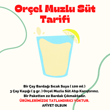 Orçel 2 Muzlu Süt + 2 Kivi Aromalı İçecek Tozu Oralet Çay 4 Adet