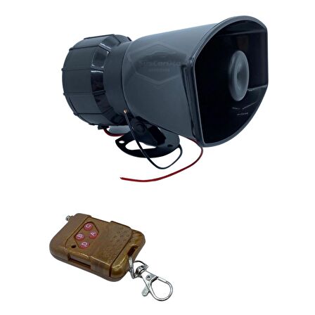 Uzaktan Kumandalı Siren Ahşap Kumanda 4 Farklı Siren Sesi Korna Güçlü Polis Sireni 12V 100W