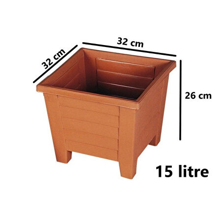 Omnipazar  SY-5847 Dekoratif Plastik Kare Ayaklı Saksı 15 Litre No 4 