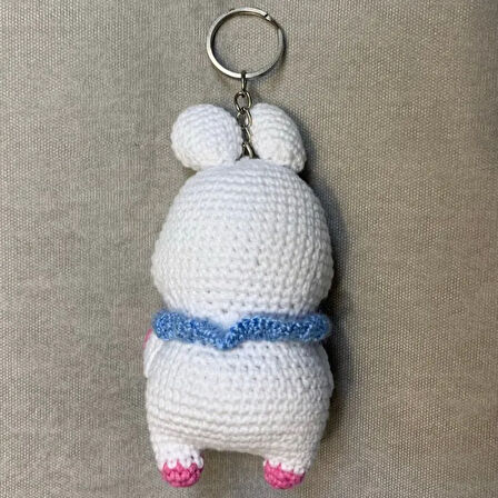 Uretti-VENHAR7589 - El Örgüsü Amigurumi Beyaz Tavşan Anahtarlık