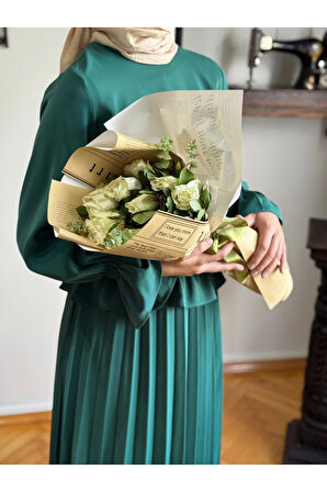 Piliseli Etek + Bluz Takım 5076 zümrüt | FENDEL