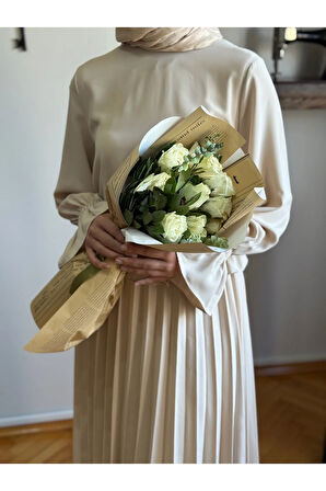 Piliseli Etek + Bluz Takım 5076 açık bej | FENDEL