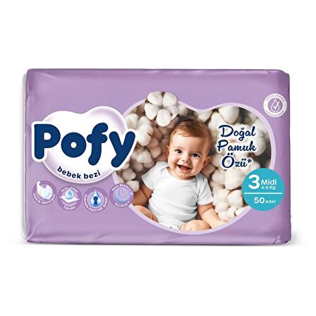 Pofy Midi 3 Numara Bebek Bezi 4-9 kg 50 Adet