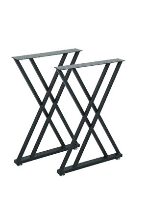 Metal Masa Yemek Masası Çalışma Masası Ayağı Siyah Renk 2 Adet Ayak 72 Cm Mobilya Ayağı