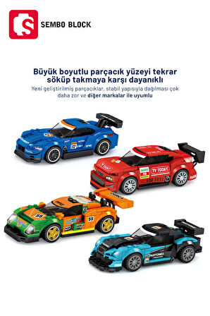 Sembo Block Famous Car Kırmızı Yarış arabası 196 Parça yapı blokları Lego ile uyumlu (5072)