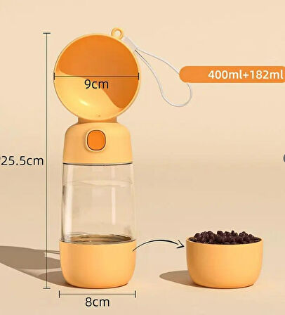 Taşınabilir Evcil Hayvan Mama Hazneli Su Matarası