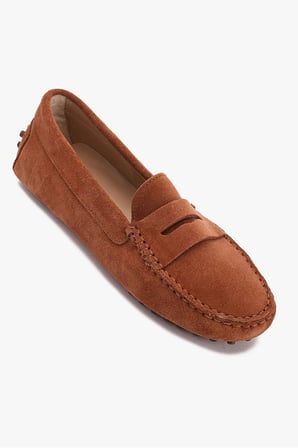 Kadın Hakiki Deri Süet Loafer Ayakkabı