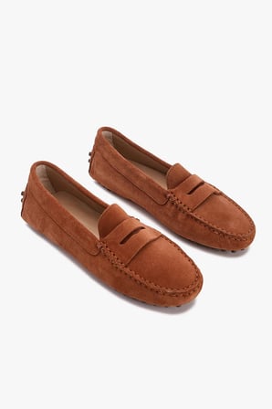 Kadın Hakiki Deri Süet Loafer Ayakkabı