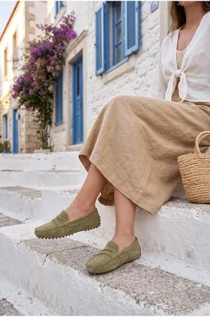 Kadın Hakiki Deri Süet Loafer Ayakkabı
