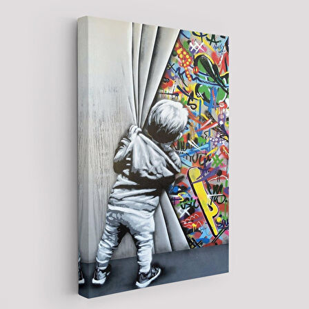 Bansky Tarzı Sokak Sanatı Dekoratif Duvar Tablosu -6168