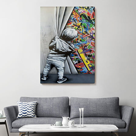 Bansky Tarzı Sokak Sanatı Dekoratif Duvar Tablosu -6168
