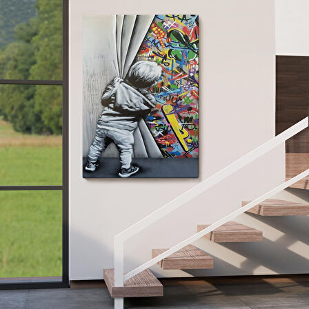 Bansky Tarzı Sokak Sanatı Dekoratif Duvar Tablosu -6168