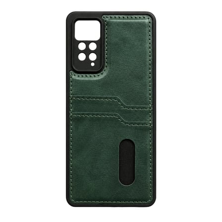 Xiaomi Redmi Note 12 Pro 4G Kılıf Sara Kartvizitli Deri Kılıf - Koyu Yeşil